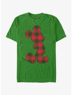 Cartoons Disney Mickey Mouse Christmas Checkered Mickey T-Shirt