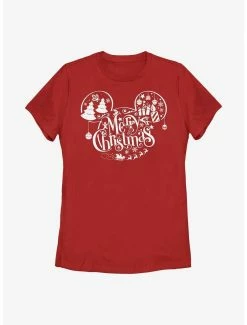 Cartoons Disney Mickey Mouse Holiday Ears Fill Womens T-Shirt