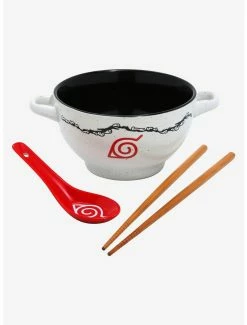 Anime Naruto Shippuden Hidden Leaf Village Ramen Bowl With Chopsticks And Spoon