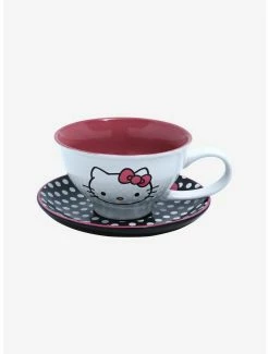Anime Sanrio Hello Kitty Polka Dot Teacup & Saucer