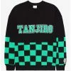 Anime Demon Slayer: Kimetsu No Yaiba Tanjiro Checkered Panel Crewneck - BoxLunch Exclusive -BoxLunch shop 18750009 hi