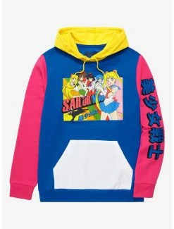Anime Pretty Guardian Sailor Moon Sailor Guardians Group Portrait Color Block Hoodie - BoxLunch Exclusive