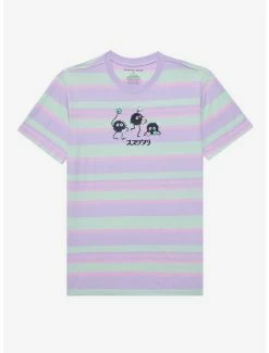 Anime Studio Ghibli Spirited Away Soot Sprites Embroidered Striped T-Shirt - BoxLunch Exclusive