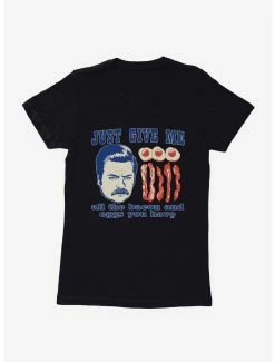 Comedy Parks And Recreation Ron And Breakfast Womens T-Shirt