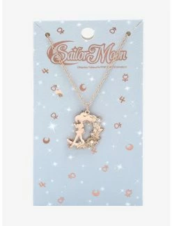 Anime Pretty Guardian Sailor Moon Sailor Chibi Moon Silhouette Floral Necklace - BoxLunch Exclusive -BoxLunch shop 19958070 av2