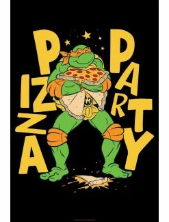 Cartoons Teenage Mutant Ninja Turtles Michelangelo Pizza Party Poster