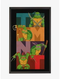 Cartoons Teenage Mutant Ninja Turtles Colorblock Team Pose Framed Poster