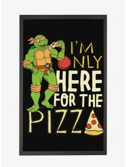 Cartoons Teenage Mutant Ninja Turtles Michelangelo Here For The Pizza Framed Poster