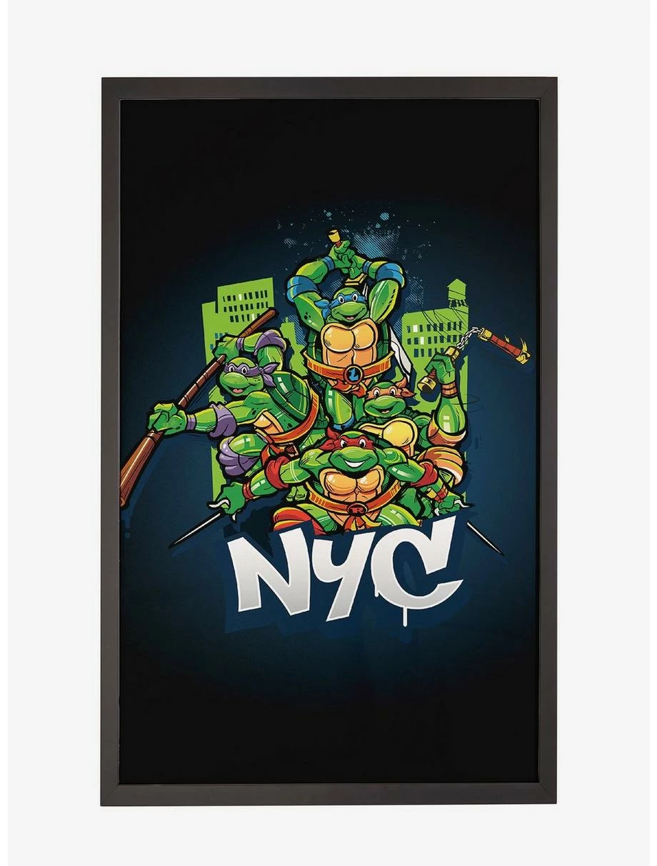 Cartoons Teenage Mutant Ninja Turtles NYC Action Pose Framed Poster 3 Cartoons Teenage Mutant Ninja Turtles NYC Action Pose Framed Poster