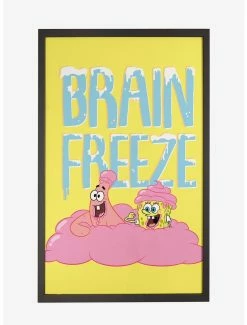 Cartoons Spongebob Squarepants Brain Freeze Framed Poster
