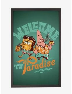 Cartoons Spongebob Squarepants Welcome To Paradise Framed Poster