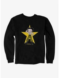 Cartoons Betty Boop Army Camo And Stars Sweatshirt