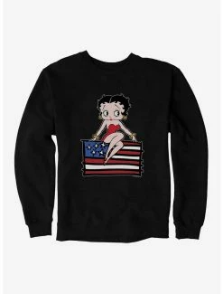 Cartoons Betty Boop Sitting On Flag Sweatshirt