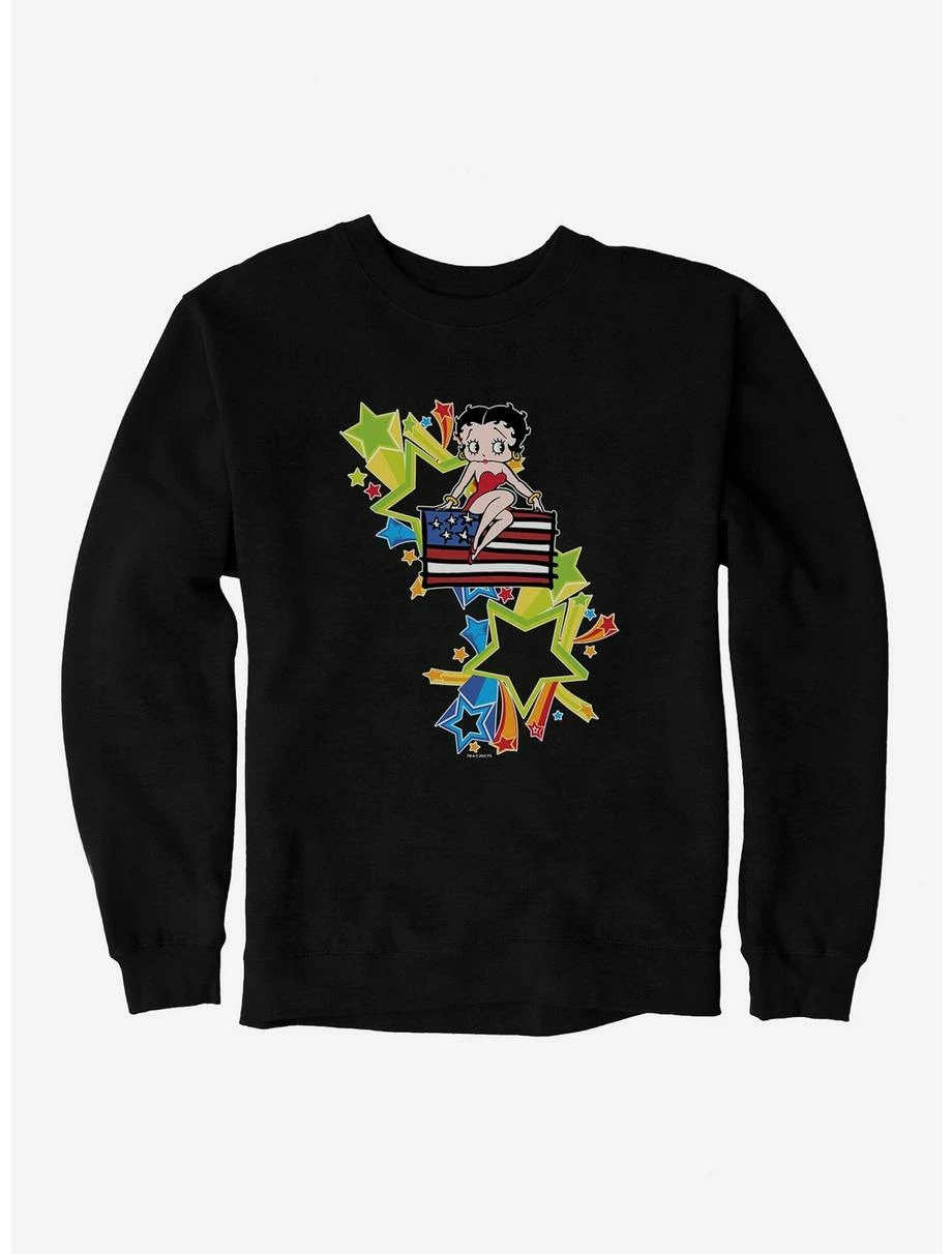 Cartoons Betty Boop USA Rainbow Heart And Stars Sweatshirt 3 Cartoons Betty Boop USA Rainbow Heart And Stars Sweatshirt