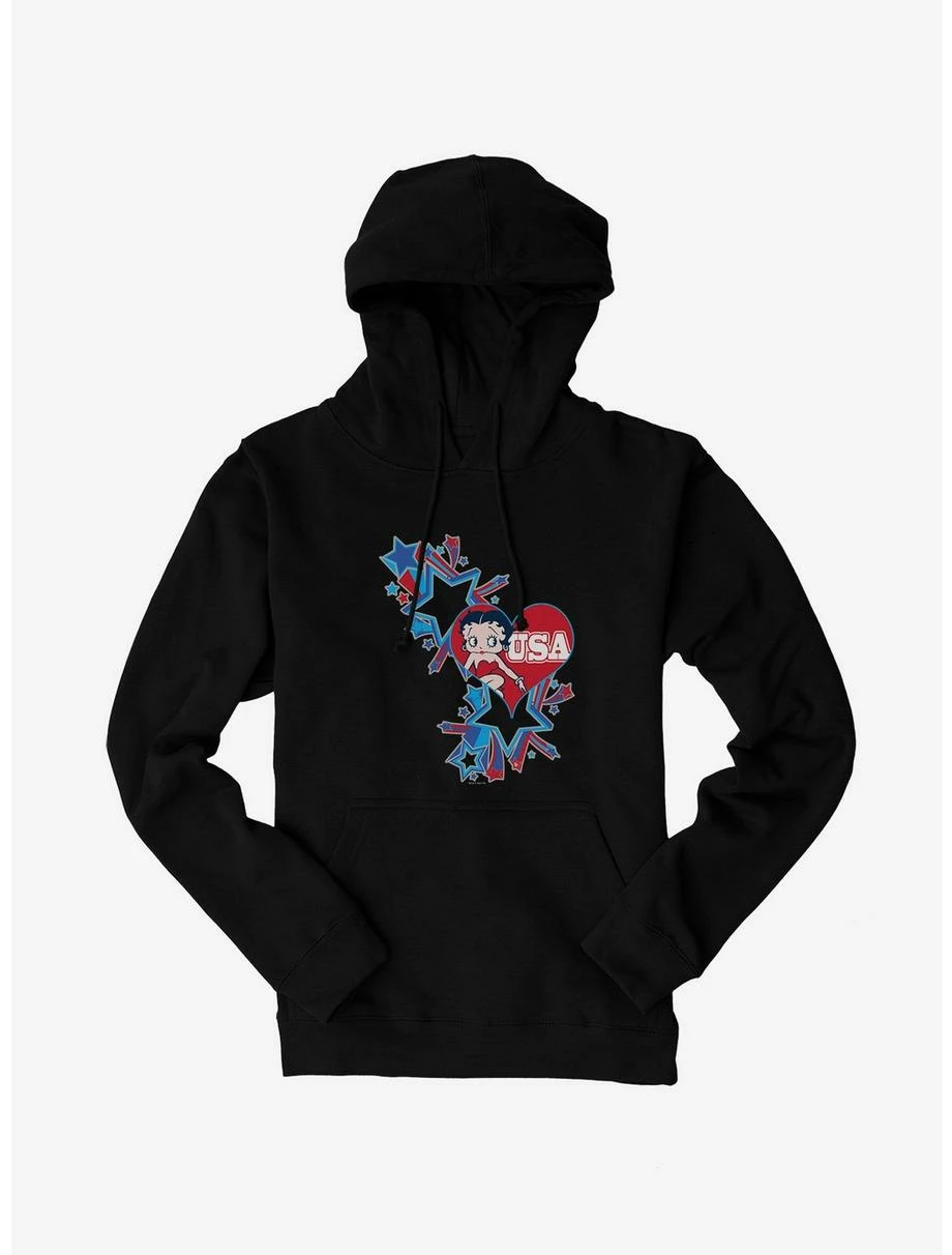 Cartoons Betty Boop USA Blue Heart And Stars Hoodie 3 Cartoons Betty Boop USA Blue Heart And Stars Hoodie